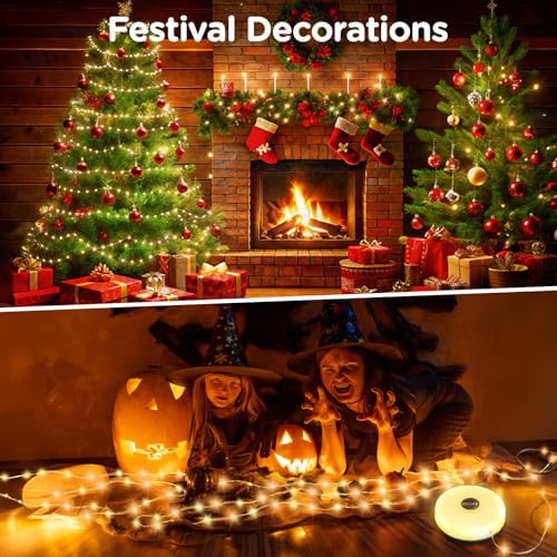 OGERY Camping String Lights, 4 in 1 Quick Storage 32.8FT Rechargeable Tent Lights String with 8 Lighting Modes, Hanging Waterproof Portable LED Lamp for Outdoor Patio Awning Garden Party Essentials