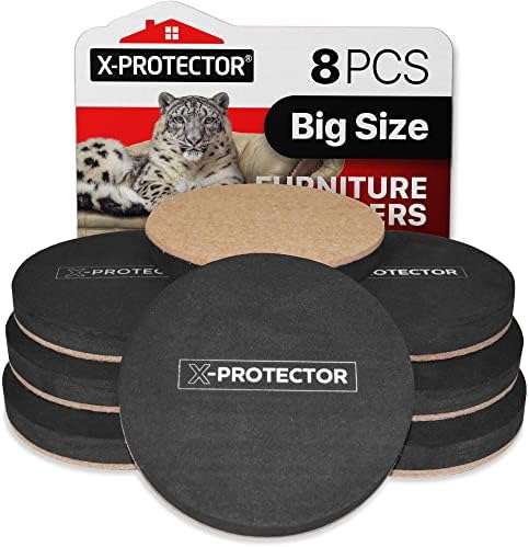Felt Furniture Sliders Hardwood Floors X-PROTECTOR β 8 PCS 4 3/4 inch Furniture Sliders β Heavy Duty Felt Sliders Hard Surfaces β Move Your Furniture Easily & Safely!