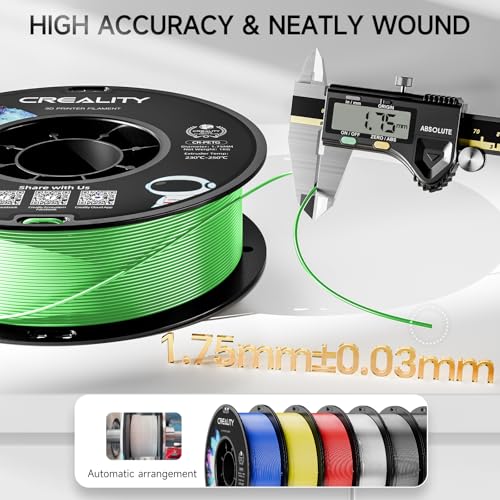 Official Creality PETG 3D Printer Filament 1.75mm 1KG (2.2lbs), High Precision, Strong Toughness, Odorless, Better Flow, Moistureproof 3D Printing CR PETG Filament, Green