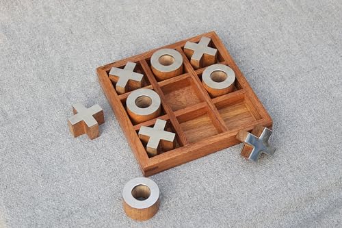 T one wooden Tic Tac Toe Game | board games for adults | Table Top Living Room Decor Fun family Games | board games for family night | board games for kids (Design-1)