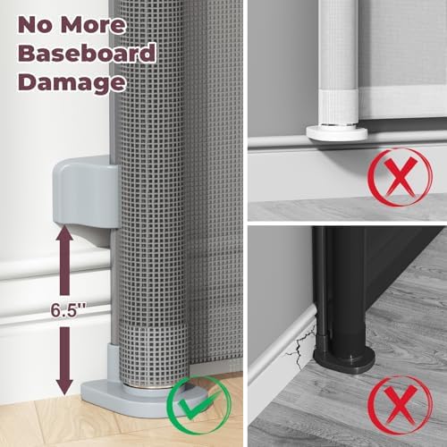 Retractable Baby Gate for Stairs, 55" Wide Mesh Dog Gate Indoor, 34'' Tall Child Gate for Doorways, Hallways, Deck, Indoor Outdoor Pet Baby Safety Essentials for Home, Grey