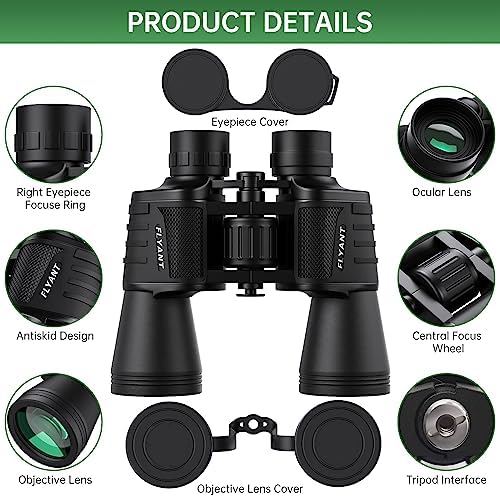 20x50 High Powered Binoculars for Adults, Waterproof Compact Binoculars with Low Light Vision for Bird Watching Hunting Football Games Travel Stargazing Cruise with Carrying Bag