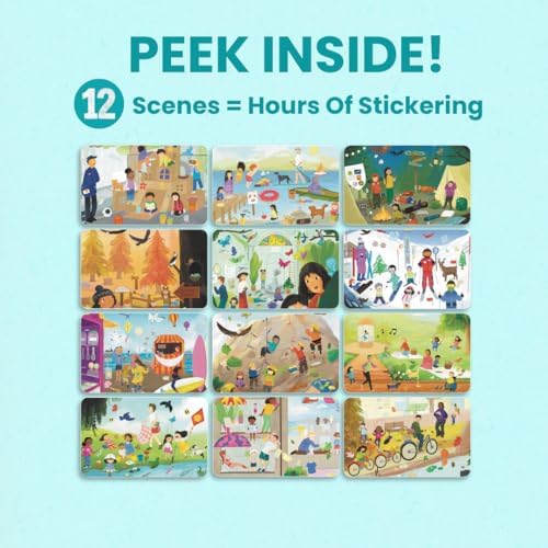 Sticker Book for Kids 2-4, 500+ Kids Stickers, Let's Play Outside by Cupkin 12 Coloring Pages 12 Side by Side Scenes, Fun Toddler Travel Activity Coloring and Sticker Books for Ages 4-8 + 8-10