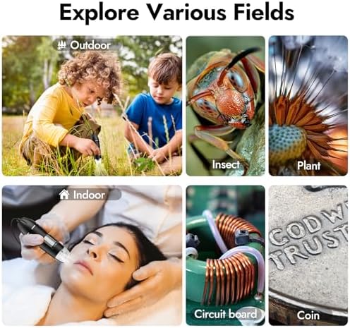 Digital Microscope - 50X-1600X Portable USB Microscope with Adjustable Stand, Compatible with iPhone, iPad, Android