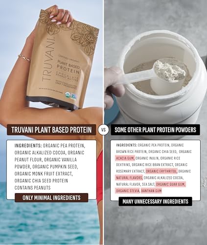Truvani Vegan Pea Protein Powder | Chocolate Peanut Butter | 20g Organic Plant Based Protein | 10 Servings | Keto | Gluten & Dairy Free | Low Carb | No Added Sugar