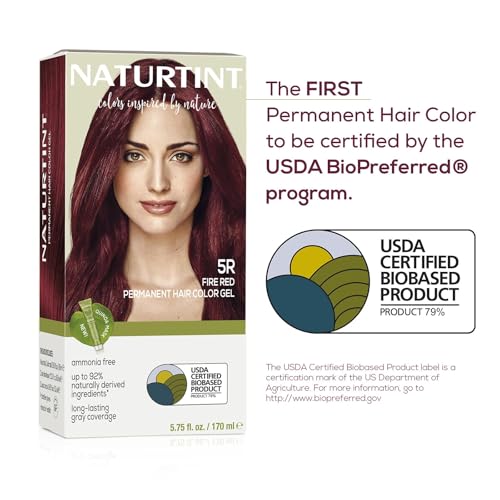 Naturtint 5R Fire Red Permanent Hair Color (Pack of 6), Ammonia Free, Vegan, Cruelty Free, up to 100% Gray Coverage, Long Lasting Results (Packaging may vary)