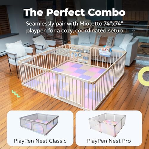 MioTetto Foam Floor Tiles for Kids - Non-Toxic Comfortable Baby Play Mat and Interlocking Foam Tiles, Fits with 74x74 Playpen Mat for Crawling & Development, Soft Play Mat for Babies 6-12 Months