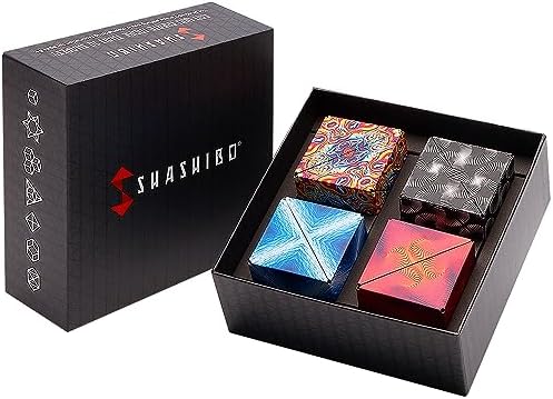 SHASHIBO Gift Box of 4- The Shape Shifting Box (36 Rare Earth Magnets) STEM/STEAM Fidget Geometric 3D Magnetic Transforming Magnetic Box Magic Cube
