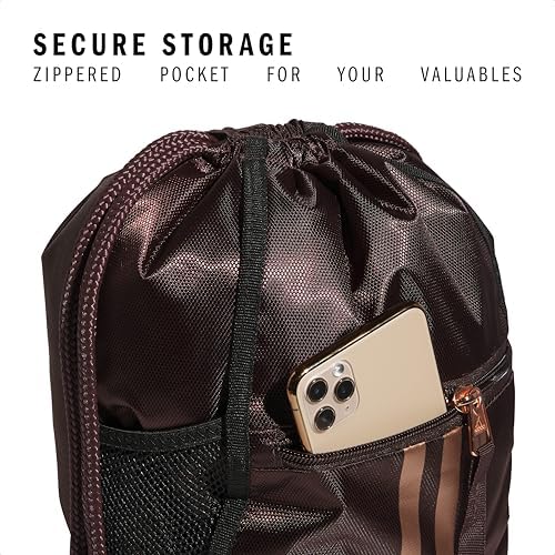 adidas Alliance Sackpack, Drawstring Backpack, Lightweight Small Gym Bag for Women and Men, Shadow Brown/Rose Gold, One Size