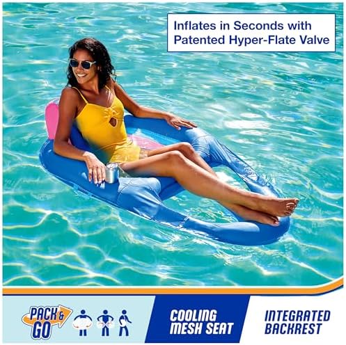 SwimWays Spring Float Premium Recliner Pool Lounger, Inflatable Pool Floats Adult with Fast Inflation for Ages 15 & Up