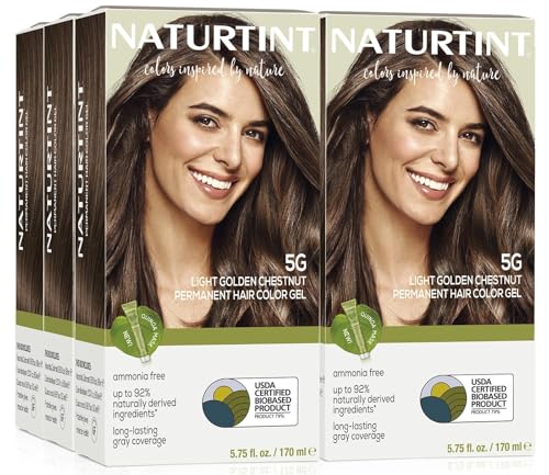 Naturtint 5G Light Golden Chestnut Permanent Hair Color (Pack of 6), Ammonia Free, Vegan, Cruelty Free, up to 100% Gray Coverage, Long Lasting Results (Packaging may vary)