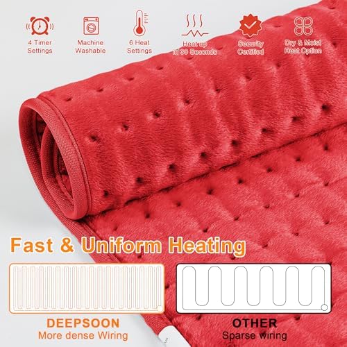 Heating Pad,Electric Heating Pads for Back,Hot Heated Pad for Abdomen,Shoulder,Knee,Multiple Temp and Auto Shut Off