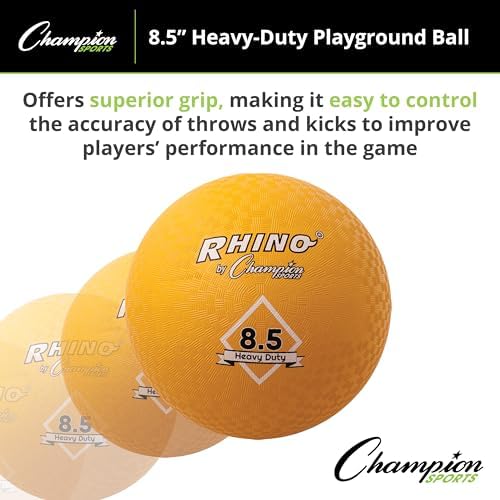 Champion Sports Playground Balls – Single Balls & Sets, Multiple Colors, Durable Nylon-Wound Construction for Kickball & Indoor/Outdoor Play
