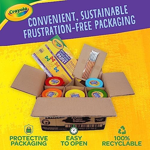 Crayola Spill Proof Paint Set (25ct), Washable Paint for Kids, Kids Craft Supplies, Holiday Gift for Toddlers & Kids, Nontoxic, 3+