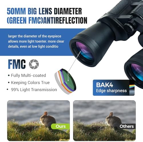 30x50 High Powered Binoculars for Adults, Waterproof Compact Binoculars with Low Light Vision for Bird Watching Hunting Football Games Travel Stargazing Cruise with Carrying Bag