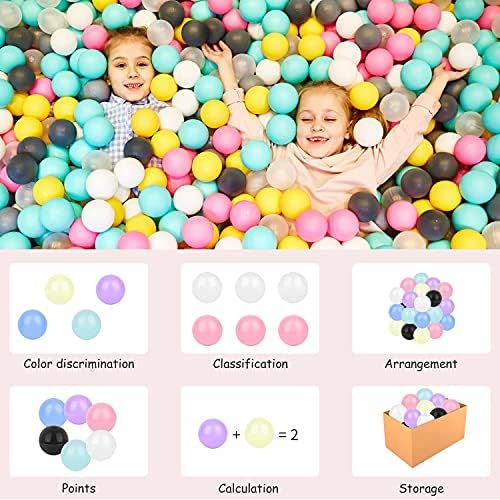 Vanland Ball Pit Balls for Baby and Toddler Phthalate Free BPA Free Crush Proof Plastic - Multicolored Pit Balls in Reusable Play Toys for Kids with Storage Bag