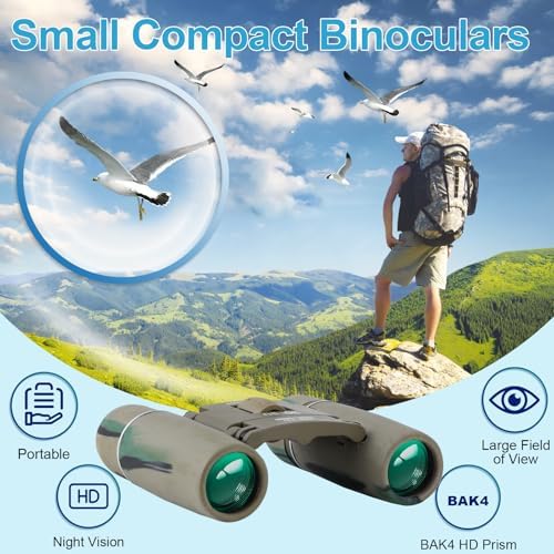 PISEZ 30X60 Compact Binoculars for Adults and Kids,Lightweight Foldable Easy Focus Small Binoculars for Bird Watching Hunting Concert Traveling Theater Opera Sightseeing