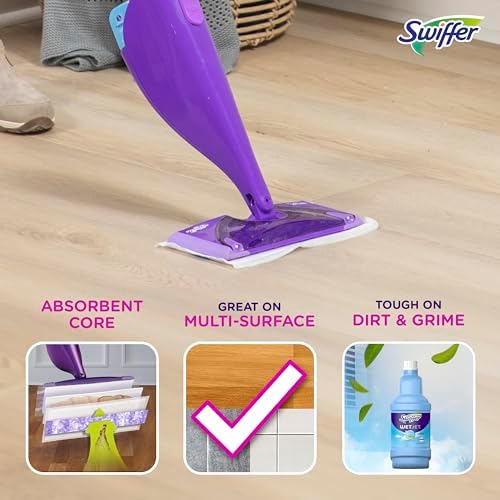 Swiffer WetJet Hardwood Floor Cleaner Spray Mop Pad Refill, Multi Surface, 24 Count (Pack of 2)