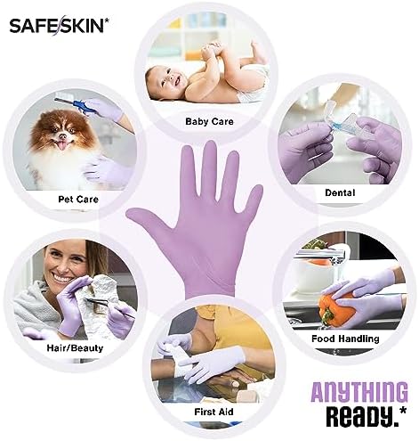 SAFESKIN Disposable Nitrile Gloves in POP-N-GO Pack of 50 or 200 Powder Free - Hair, Cleaning, Medical Use, Food Handling