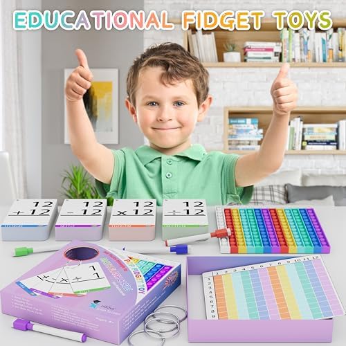 Math Games for Kids - Flash Cards for Kids - Pop it Practice with Addition, Subtraction, Multiplication & Division - Ideal for Math Learning and Skill Building.