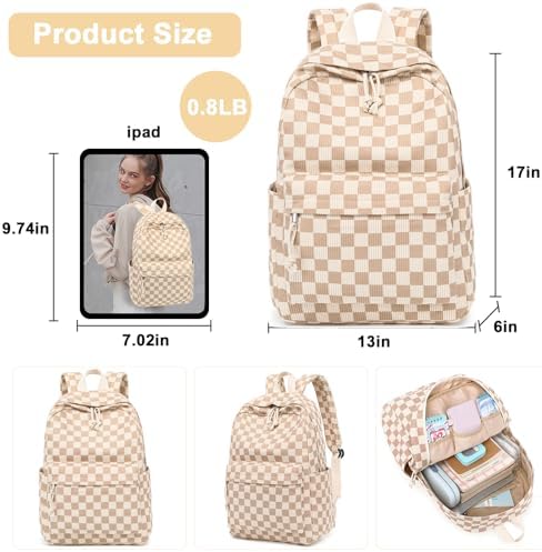 School Backpack for Teen Girls Bookbags Elementary High School Corduroy Laptop Bags Women Travel Daypacks