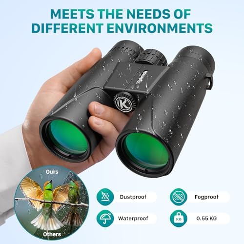 12X42 Binoculars for Adults with Universal Phone Adapter, HD Waterproof Fogproof Compact Binoculars for Bird Watching, Hunting, Hiking, Sports, and Concerts with BAK4 Prism FMC Lens