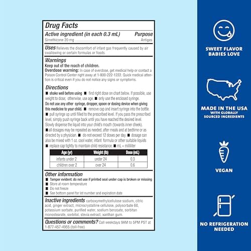 Mommy's Bliss Gas Relief Drops Bottle, Simethicone Drops for Infants, Relieves Stomach Discomfort, Safe & Gentle, Ginger Flavor, 1 Fl Oz (Pack of 3)