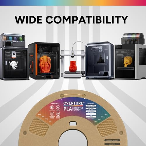 OVERTURE PLA Filament 1.75mm PLA 3D Printer Filament, 1kg Cardboard Spool (2.2lbs), Dimensional Accuracy +/- 0.02mm, Fit Most FDM Printer (Brown)