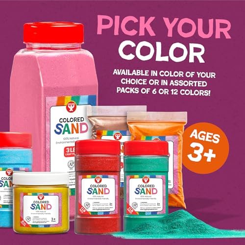 Hygloss Colored Sand for Crafts - 6 Assorted Colors Bags - 1 lb Vibrant Colorful Fine Sensory Play Sand Art Kits for Kids - Classroom Activities for Children 3 4 5 6 7 8 9 10 11 12 - Safe for Ages 3+