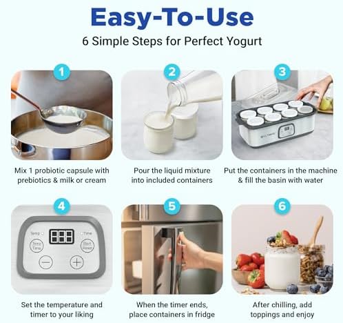 Ultimate Probiotic Yogurt Maker with Adjustable Temperature & Time Control - Make Trillions of Live Probiotics & Get Better Gut Health - ULTIMATE LIFETIME WARRANTY - Wellness Gifts for Men & Women