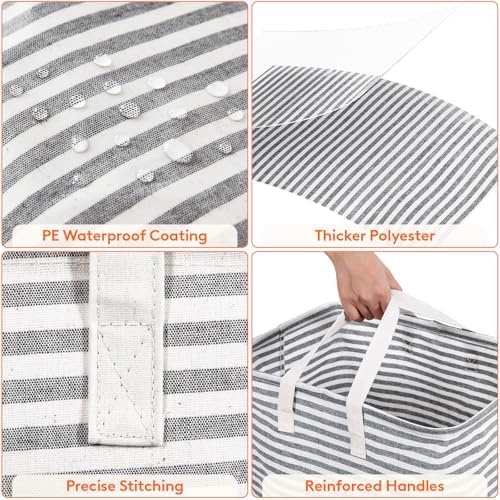 Lifewit 2 Pack Laundry Hamper Large Collapsible Laundry Baskets, Freestanding Waterproof Clothes Hamper with Easy Carry Handles in Laundry Room Bedroom Bathroom College Dorm for Adults, Black, 2 x 80L