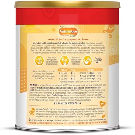 Enfamil Nutramigen Hypoallergenic Baby Formula with Iron, Lactose Free, Colic Relief from Cow's Milk Allergy Starts in 24 Hours, Brain Building DHA, Probiotic LGG for Immune Support, 27.8 Oz Can
