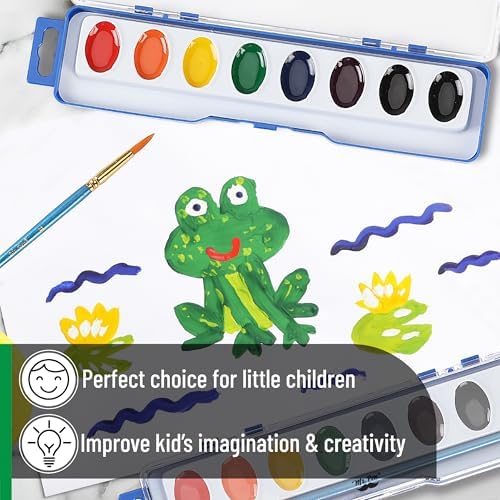 Mr. Pen- Washable Watercolors, 60 Pack, 8 Colors with Paint Brush, Watercolor Paint Set, Water Color Painting Kids, Watercolors for Kids and Adults
