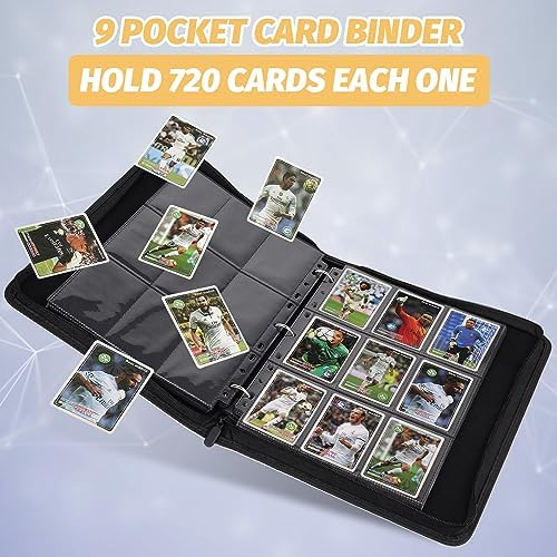 9 Pocket Card Binder, Premium Zip Trading Card Binder, 720 Double Sided Pocket PU Card Collection Binder, Collector Card Album, Card Folder for MTG, TCG, Sports Cards, Game Cards (Red)