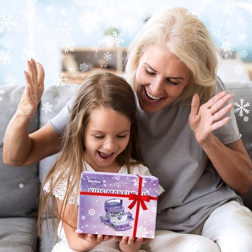 PERRYHOME Kids Makeup Set for Girl 56 Pcs Washable Real Cosmetic, Non-Toxic Frozen Toys Toddler Makeup Kit, Princess Dress up Christmas & Birthday Girl Gift for 3 4 5 6 7 8 9 10 11 12 Year Old Girls