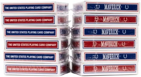 Maverick Playing Cards, Standard Index, Red and Blue, 12 Pack