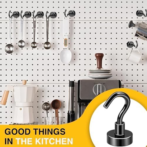 DIYMAG Magnetic Hooks, 30Lbs Strong Heavy Duty Cruise Magnet S-Hooks for Classroom, Fridge, Hanging, Cabins, Grill, Kitchen, Garage, Workplace and Office etc, (200Pack-Black),Screw in Hooks