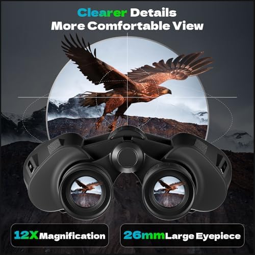 12x40 HD Binoculars for Adults and Kids High Powered, Clear Large View & Low Light Night Vision, Waterproof Binoculars for Hunting, Birds Watching, Cruise Ship, Theaters, Travel and Stargazing