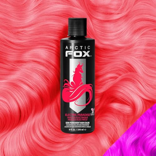 Arctic Fox Semi-Permanent Hair Dye, Vegan & Cruelty-Free, UV Reactive Neon Pink, Electric Paradise, Long Lasting, Conditioning, Ammonia Free, For All Hair Types, 8 Fl Oz (Pack of 2)