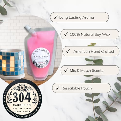 304CandleCo Large Squeeze Soy Wax Melt - 50 SCENTS! - Highly Fragrant & Hand-Crafted - Easy Mix & Match - American Made - Perfect for Wax Warmers (4 Pack - 8oz, Best Sellers)