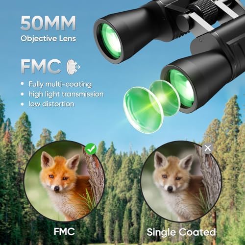 10-30x50 High Power Military Zoom Binoculars for Adults, Low Light Night Vision/Daily Waterproof / BAK7 Prism/FMC Lens, HD Professional Binoculars for Bird Watching, Hunting, Outdoor, Hiking.