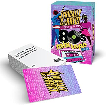 Lyrically Correct '80s Mixtape Music Trivia Card Game - Hip Hop, R&B, Funk, and Pop Edition - Finish The Lyrics Challenge, Fun for Adults, Party or Family Night