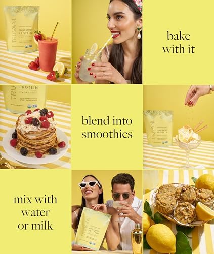 Truvani Vegan Pea Protein Powder | Lemon Cookie | 20g Organic Plant Based Protein | 20 Servings | Keto | Gluten & Dairy Free | Low Carb | No Added Sugar