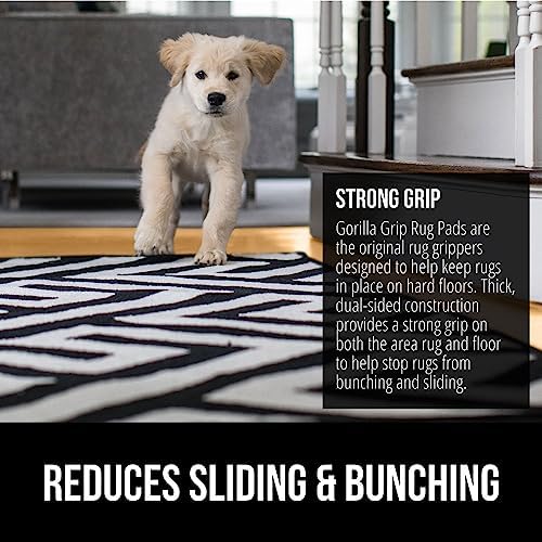 GORILLA GRIP Strong Rug Pad Gripper, 4x6 FT, US Designed, Grips Keep Area Rugs Safe and in Place, Thick, Slip and Skid Resistant Pads for Hard Floors, Under Carpet Mat Cushion and Hardwood Protection