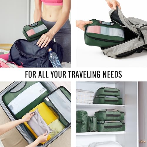 Veken 8 Set Packing Cubes for Travel Essentials, Suitcase Organizer Bags in 4 Sizes, Carry-On Luggage Accessories with Large Laundry & Hanging Toiletry Bag, Must-Have for Airplane, Road Trip & Camping