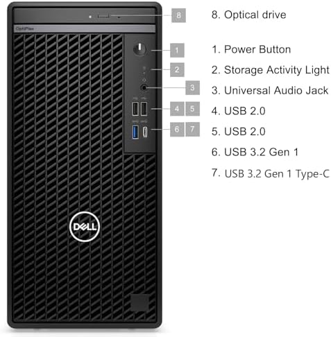 Dell OptiPlex 7020 Desktop Computers, 7000 Tower PC, Intel 6-Core i5-12500 (Beat i7-11700), 32GB DDR5 RAM, 1TB PCIe SSD, DVDRW, WiFi Adapter, RJ-45, HDMI, DisplayPort, KB and Mouse, Windows 11 Pro