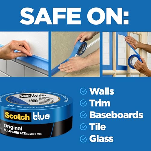 ScotchBlue Original Multi-Surface Painter's Tape, 0.94 Inches x 60 Yards, 4 Rolls, Blue, Paint Tape Protects Surfaces and Removes Easily, Multi-Surface Painting Tape for Indoor and Outdoor Use