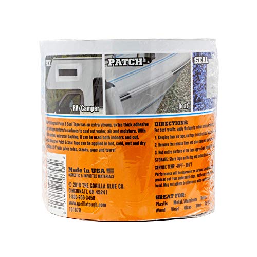 Gorilla Waterproof Patch & Seal Tape, White Tape, 4" x 10' (Pack of 4) - Permanent Weather Resistant Seal for Leaks and Repairs