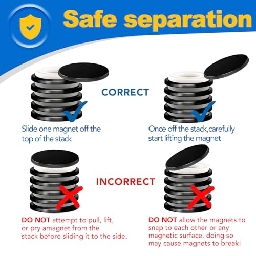 LOVIMAG Neodymium Disc Magnets - 20 Pack Small Strong Heavy Duty, Black Adhesive Magnets for Fridge, Craft, Whiteboard, Office, Scientific & DIY - 0.98 in x 0.08 in