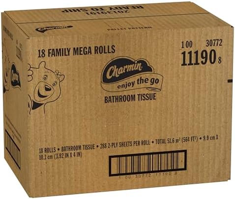 Charmin Ultra Soft Cushiony Touch Toilet Paper, 18 Family Mega Rolls = 90 Regular Rolls